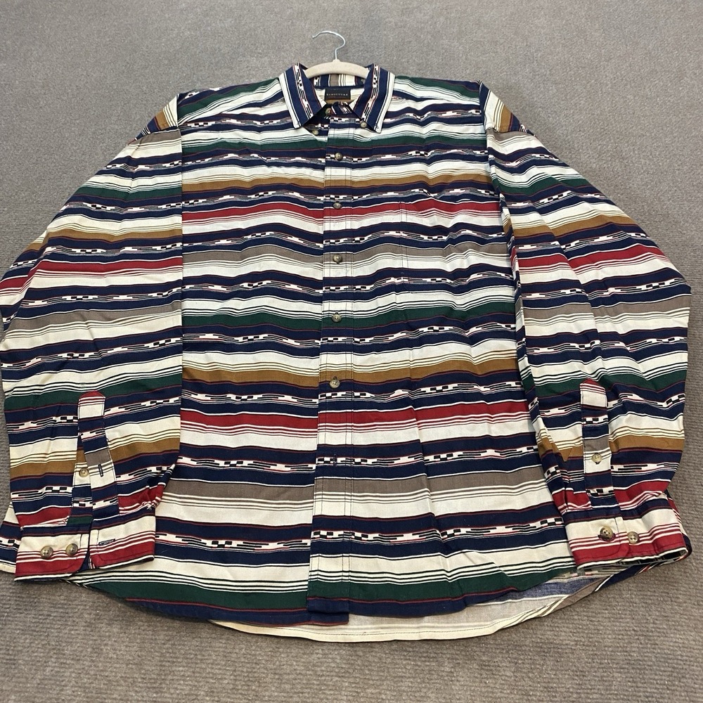Vintage Structure Shirt Mens Large Aztec Western 90s Button Up Cotton Hong Kong